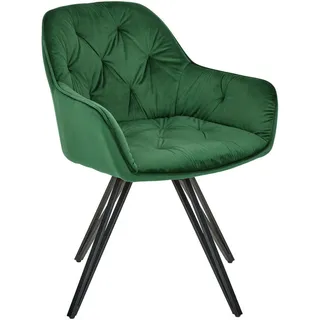 Livetastic Armlehnstuhl , Schwarz, Dunkelgrün , Holz, Metall, Textil , Pappel , Sperrholz , Drehkreuz , 61x82x62 cm , Bsci , inklusive Armlehnen , Esszimmer, Stühle, Polsterstühle