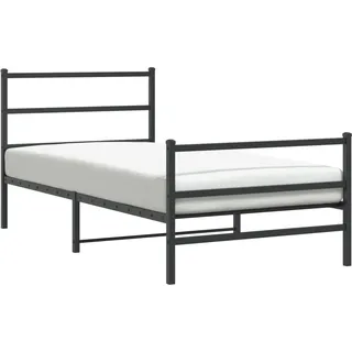 vidaXL Bettgestell mit Kopf- und Fußteil Metall Schwarz 100x200 cm - Schwarz