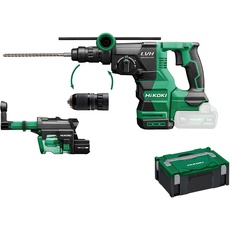 HIKOKI Akku Bohr- und Meißelhammer DH1826DCW3Z, SDS-plus (18V, Schlagenergie 3,2 J, Zubehör: 1 Zusatzhandgriff, 1 Bohrtiefenanschlag, 1 Schnellspann-Bohrfutter, 1 HSCII Koffer, 1 Staubabsaugung)