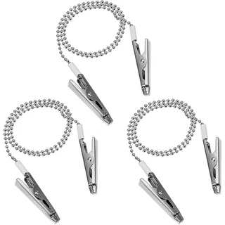 3 Stück Serviettenkette,Edelstahl Serviettenkette mit Klammern,Tragbarer Serviettenhalter,Metall Serviette Klamme für ältere Menschen und Kinder