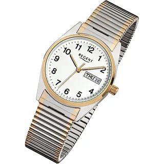 Regent Herren-Uhr Analog Quartz Stahl Titan Zugband Bicolor F-880 - Gold