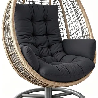 Hängesessel Kissen Outdoor Dicke Polsterung - Polster für Hängesessel Wasserabweisend Waschbar - Sitzkissen Hängesessel Groß Weich - Papasan Kissen Bequem für Balkon Garten Lounge (Schwarz)