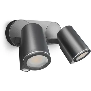 Steinel LED Strahler Spot DUO SC Connect, smarte Außenwandleuchte, Bewegungsmelder, dimmbar, bedienbar per App, Zeitplan, 7 W, 3000K, Anthrazit