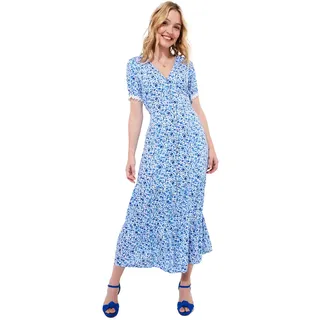 Joe Browns Damen Floral Print Lace Sleeve Maxi Dress Kleid, blau, 42