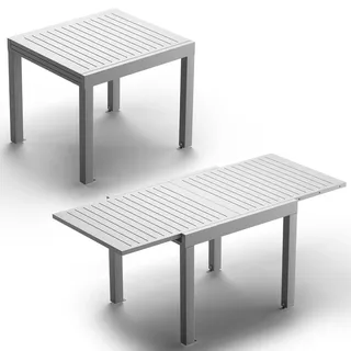 JUMMICO Gartentisch Ausziehbar aus Aluminium, Wetterfester & Kratzfester Tisch mit Sicherheitsauszug, Leichter Esstisch für Balkon, Terrasse und Garten