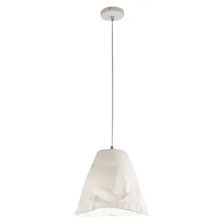 Crumple Pendelleuchte aus weißer Keramik und Metall, E27-Fassung, elegantes und modernes Design, ideal für die Innenbeleuchtung - Weiß