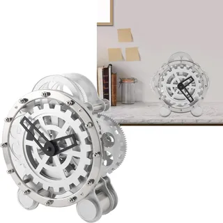 Vintage Gear Clock - Tischuhr mit beweglichen Zahnrädern und Dekoration für das Wohnzimmer - 27 cm mit langsam drehenden Zahnrädern