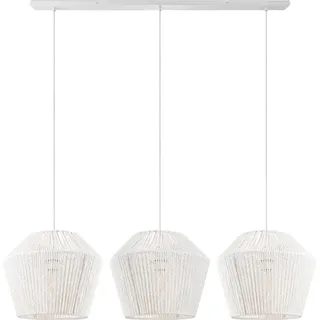 Pendelleuchte Esstisch Korb Boho Hängelampe Esszimmer Lampe E27 Rattan - Weiß