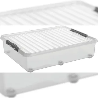 Aufbewahrungsbox Q-line mit Rollen 60 l transparent,