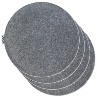 Brandsseller 4er Set Sitzkissen aus Filz Ø 35x2 cm – Robuste Stuhlauflagen für innen und außen, rundes Sitzpolster, strapazierfähiges Kissen für Stühle – Dunkelgrau