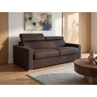 Schlafsofa 4-Sitzer - Liegefläche mit Lattenrost: 160 cm - Matratze: 22 cm mit Memory Schaum - Stoff - Braun - VIZIR