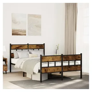 vidaXL Metallbett ohne Matratze Räuchereiche 120x200 cm