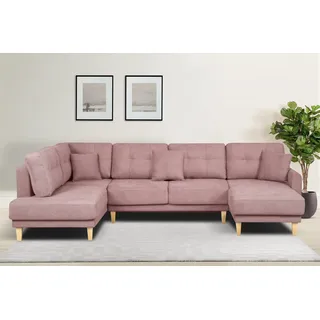 Home Affaire "TRIPLO U-Form wahlweise mit Schlaffunktion, B/T/H: 310/192/90 cm", Schlafsofa, auch mit Bettkasten, Steppung im Rückenkissen,
