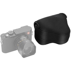 JJC Neopren Kameratasche für Leica Q3, Q2, Q, EOS R7 R10 mit RF-S 18-45mm f/4.5-6.3 is STM oder RF-S 10-18mm F4.5-6.3 is STM Objektiv, Kameras bis 130 x 75 x 100mm (Schwarz)