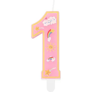 Regenbogen Zahl Geburtstagskerzen, Rosa Zahl 1st Kerzen, Cartoon-Thema Geburtstagskerzen, Mädchen Jungen 1st Geburtstag Dekor, Regenbogen Kuchen Kerzen Kuchen Topper für Jungen Mädchen Geburtstag