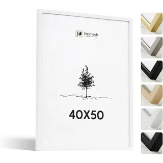 Heimlich® - Bilderrahmen - 40x50 cm, Ayous-Holz, Weiß - Kleiner DIY-Collage-Rahmen mit Folienabdeckung - Nur zur Wandmontage