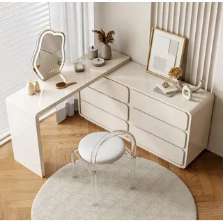 Weißer Schminktisch Moderner Frisiertisch Eck-Schminktisch Schubladen - Weiß
