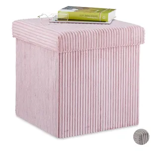 Relaxdays Sitzwürfel Samt 38 x 38 x 38 cm Rosa