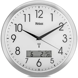 Wanduhr , Silberfarben, Weiß , Kunststoff , Funkuhr , Dekoration, Uhren, Wanduhren