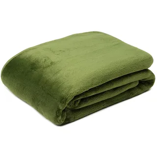 Gözze - Premium Cashmere-Feeling Wohn- und Kuscheldecke, 500 g/m2, 220 x 240 cm - Dunkelgrün