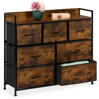 Relaxdays Kommode HBT: 85x100x30,5 cm, 7 Schubladen braun/schwarz