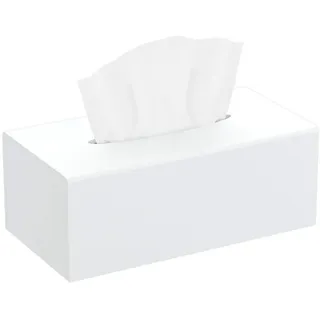 HIIMIEI Quadratisch Kosmetiktücherbox, Acryl Tücherbox | Tissue Box mit Magnetabdeckung für Esszimmer Badezimmer Schlafzimmer Auto Büro (Weiß, 25 × 13 × 9 cm)