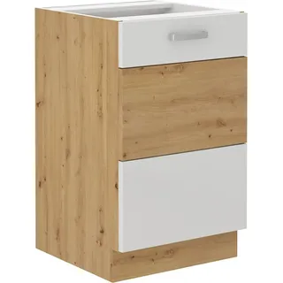 ADARA Waschbeckenunterschrank – Breite 50 cm, Weiß / Eiche Artisan - Braun