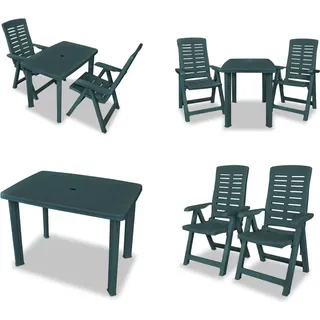 vidaXL 3 tlg. Bistro Set Kunststoff Grün - Garten Essgruppe - Garten Essgruppen - Gartenmöbel - Gartenmöbel Set - Grün