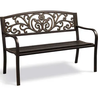 Yaheetech Gartenbank 2-3 Sitzer Metall 181 x 60 x 90 cm Bronze