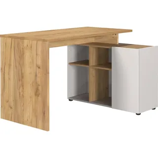 Germania Schreibtisch 2230-605 GW-Adrano, in Kaschmir/Navarra-Eiche-Nb., mit integriertem Sideboard, 120 x 74 x 90 cm (BxHxT)