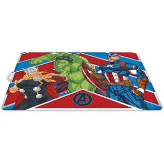 Tataway Marvel individuelles blau-rotes Tischset für Kinder aus Kunststoff Avengers Thor Hulk Captain America