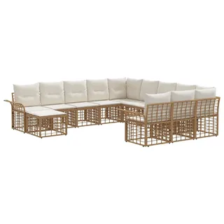 vidaXL Gartensofa-set 12 stk. Natürlich und Cremweiß Poly-Rattan - Braun