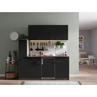 Respekta Küchenzeile 180 cm Schwarz-Eiche