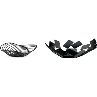 Alessi Trinity ACO03 B - Design Obstschale aus Stahl mit Epoxidharz, Groß, Schwarz & La Stanza dello Scirocco, Korbschale schwarz