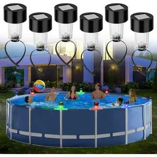 Begonia 6 Stück Solar Poolbeleuchtung für Intex Frame Pool - Pool Beleuchtung Zubehör für Aufstellpool - Wasserdichte LED Licht Teichbeleuchtung Zaunbeleuchtung für Outdoor Garten Pool Bar Party Deko
