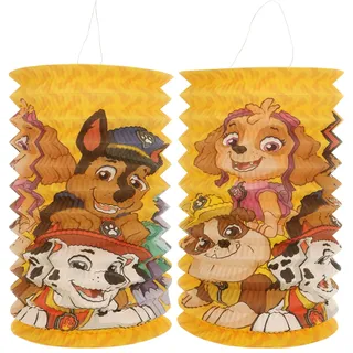 2X Laterne für Sankt Martin und Halloween - Papierlaterne mit Motiv von den Hunden aus der Nickelodeon Serie Paw Patrol - Martinslaterne für Kinder (02 Stück - Ø 26cm)