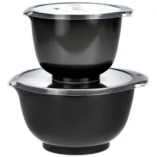Rosti Rührschüssel Set 2tlg. mit Deckel "Margrethe" New schwarz (carbon black) 1,5+3,0L - Schwarz