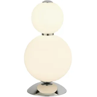 LED Tischleuchte Licht-Erlebnisse Tomar Dimmbare Chrom Weiß 34,5 cm 3000 K Glas