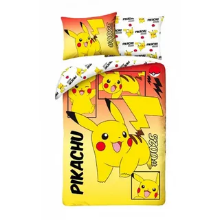 Halantex Pokémon Pikachu Bettbezug Gelb 140 x 200 cm + 70 x 90 cm