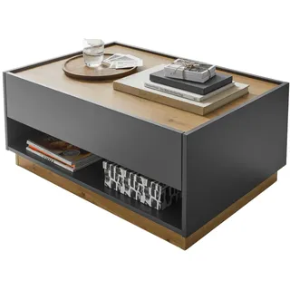 Furn.Design Couchtisch grau matt, Eiche Wotan 90 x 60 cm, Wohnzimmertisch mit Stauraum , Holzwerkstoff , Nachbildung , Uni, Holz Optik , 1 Schubladen , 60x38x90 cm , Wohnzimmer, Wohnzimmertische, Couchtische