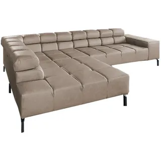 KAWOLA Eckcouch Leder 4-Sitzer Grau