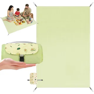 Mini Picknickdecke 100x150 cm, Wasserdichte, Ultraleichte, Tragbare Grasgrüne Picknickdecke mit 4 Heringen, Maschinenwaschbare Kleine Outdoor Stranddecke für Strand, Picknick, Camping und Wandern