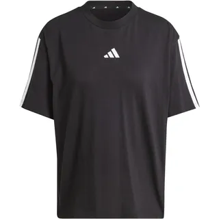 adidas Damen Essentials 3-Stripes Boyfriend T-Shirt, Black/White, XS