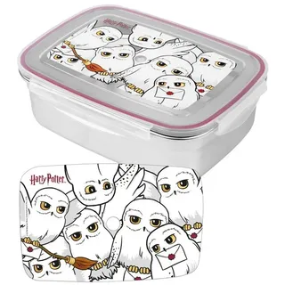 UNITED LABELS Harry Potter Edelstahl Brotdose Hedwig Lunchbox Metall Butterbrotdose mit Kunststoffdeckel