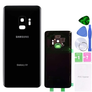 MovTEK Akkufachdeckel Akkudeckel Rückseite Glas für Original Samsung Galaxy S9 G960 Serie Schwarz Backcover Batterieabdeckung Reparatur-Set (Midnight Black)