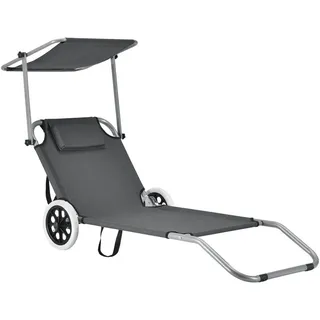 casa.pro Sonnenliege Falun , Anthrazit , Metall , 62x60x146 cm , Gartenmöbel, Gartenliegen