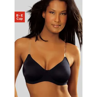 T-Shirt-BH NUANCE BY LASCANA, Damen, Gr. 75, Cup B, schwarz, Microtouch, Obermaterial: 82% Polyamid (TACTEL), 18% Elasthan (LYCRA), Basic, BHs T-Shirt-BH, mit Bügel & transparenten Trägern – große Größen, Sommer, Topseller