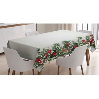 ABAKUHAUS Weihnachten Tischdecke, Zweig Berry, Personalisierter Druck mit Klaren Farben Waschbar Wasserfest kein Verblassen, 140 x 170 cm, Grün Taupe