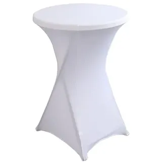 iEventStar Stretch Stehtisch Hussen Spandex Stehtischhussen Bartische Hochzeit Erstärkung im Fußbereich Rund Tischdecke für Bistrotisch Cocktail-Party (Weiß, 1er Set - Ø 80-85 cm)