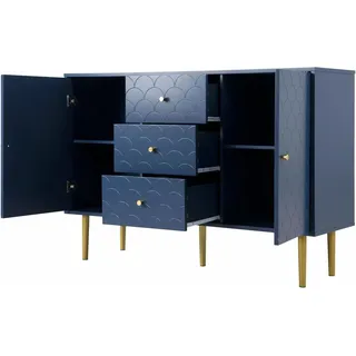 okwish Sideboard mit Türen Schubladen Wohnzimmer Schlafzimmer 83x120x40cm Marineblau